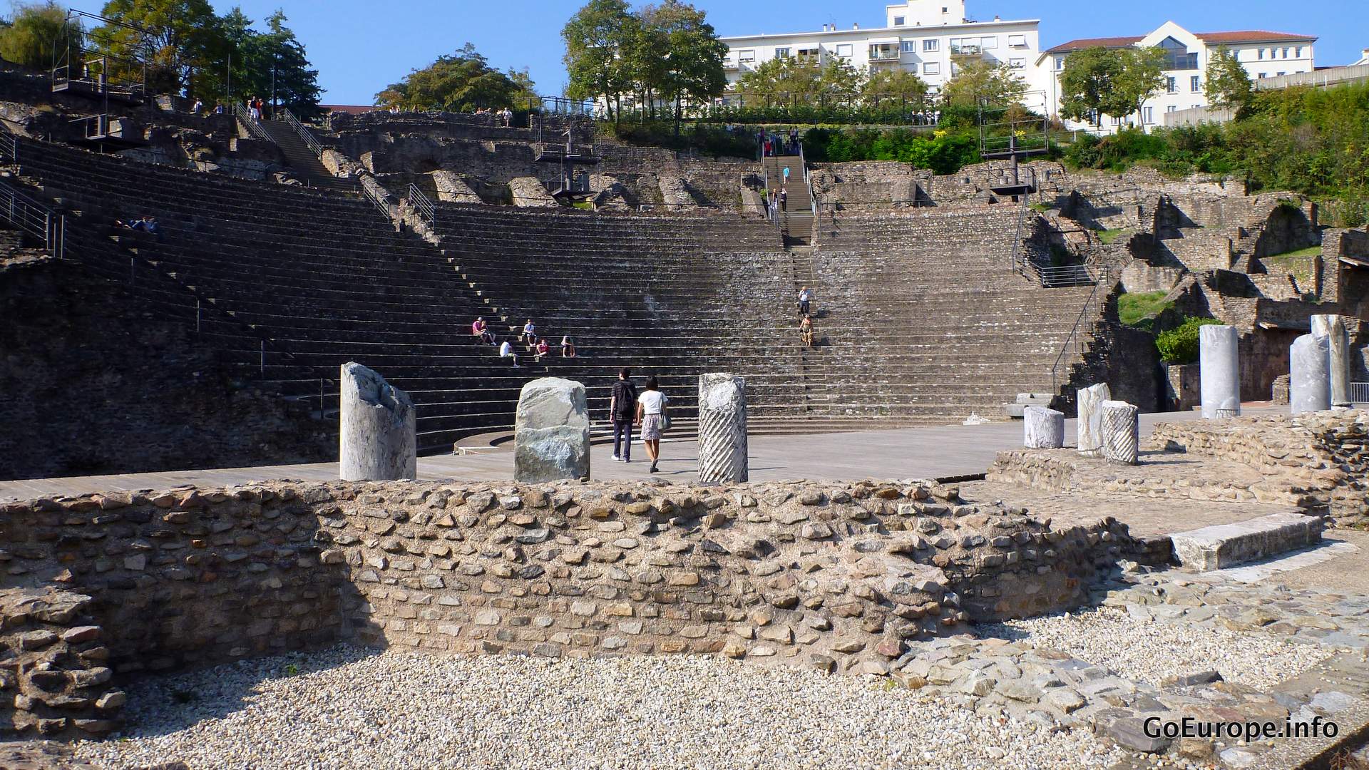 Roman theatre remains on Fourvière hill in Lyon
