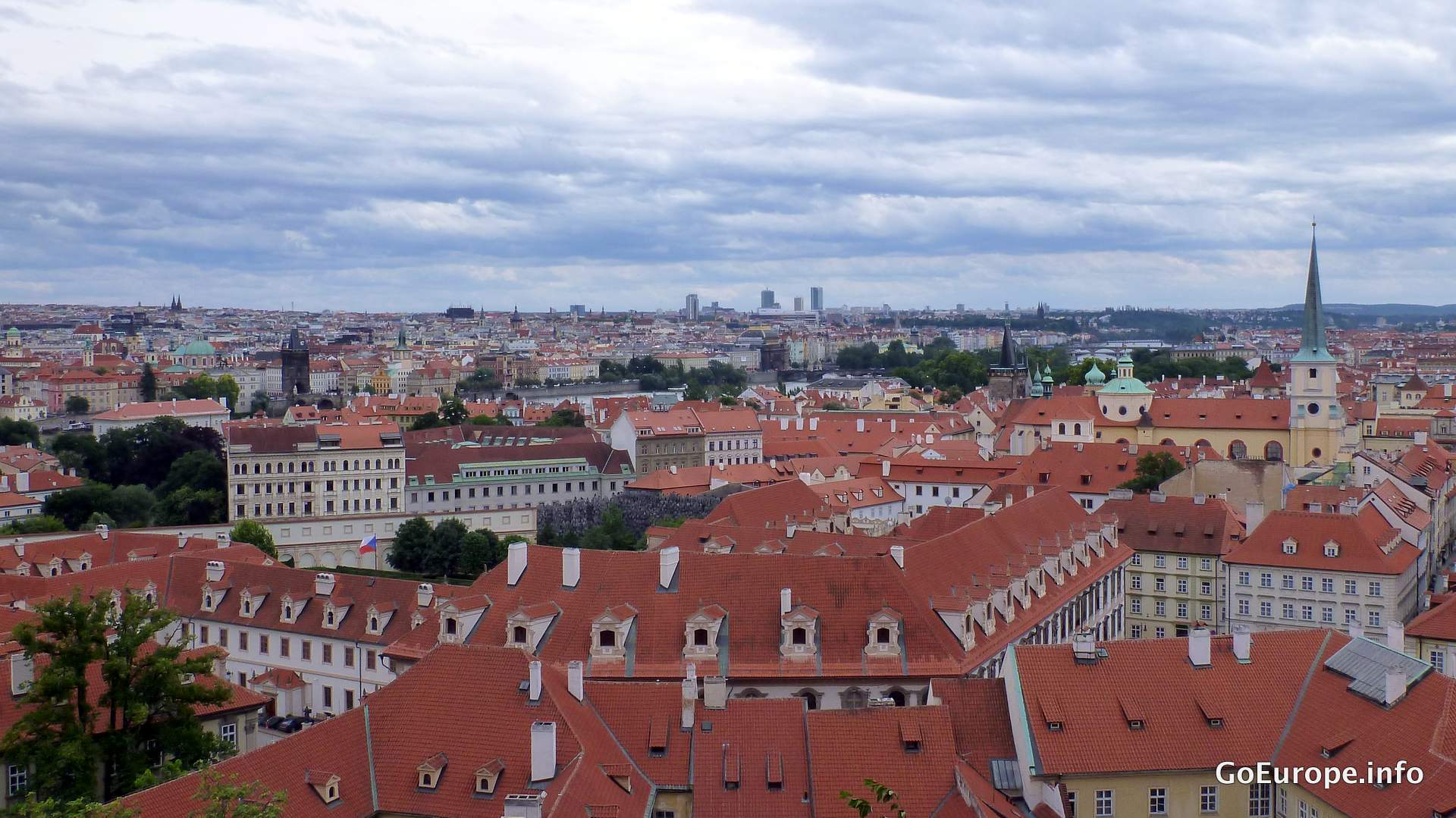 A panoramic view across Prague from the castle hill.