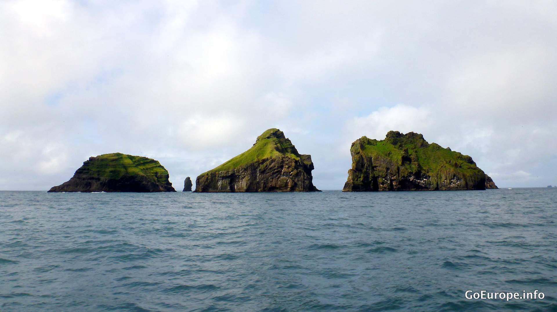 The Westman Islands rising from the sea off Iceland