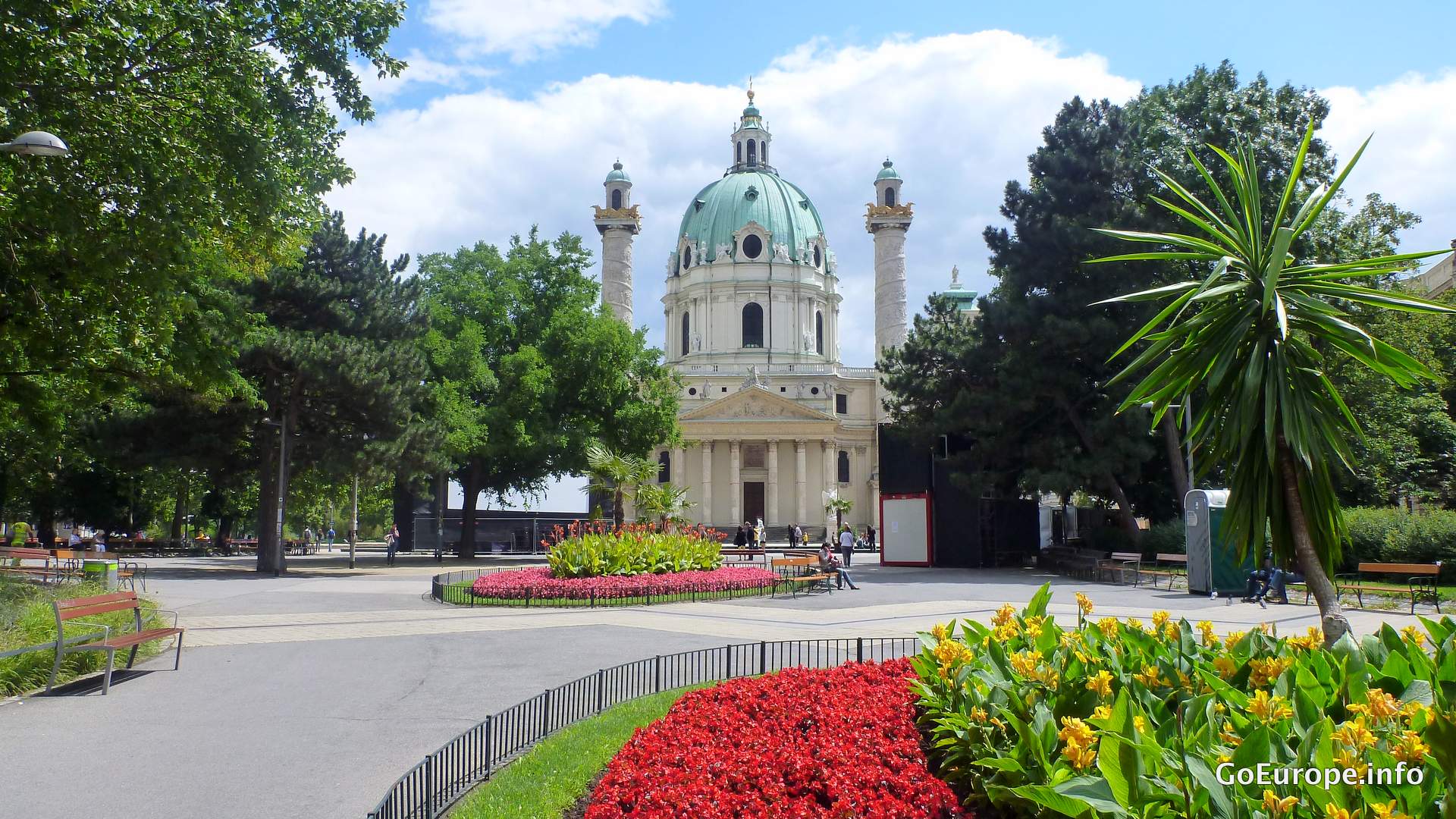 A leafy park in Vienna with paths beneath mature trees.