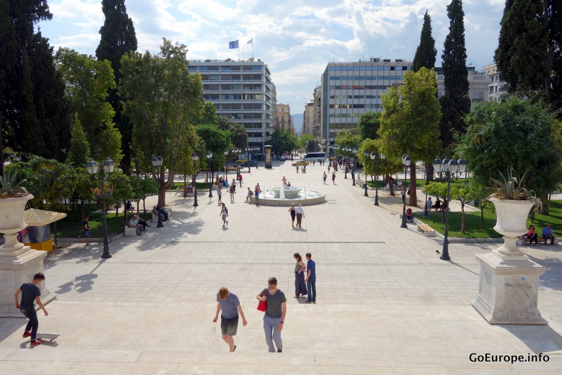View over Syntagma square and the beginning of shopping street.